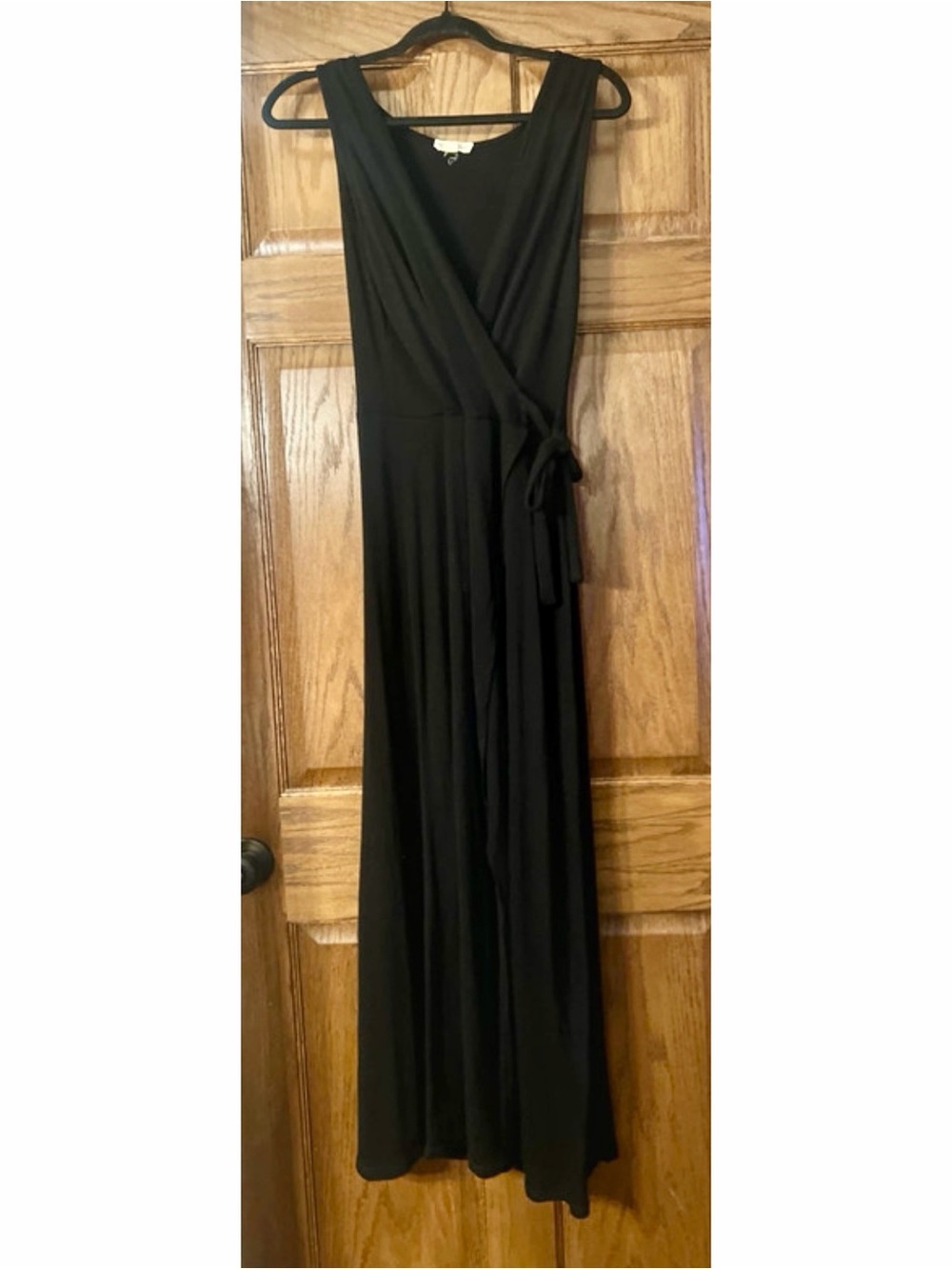 See You Monday Black Sleeveless Wrap Maxi Stretch Dress XL